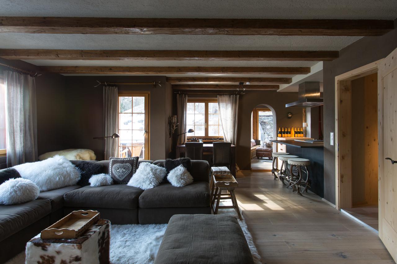 Living area in Chalet Bortji, Davos