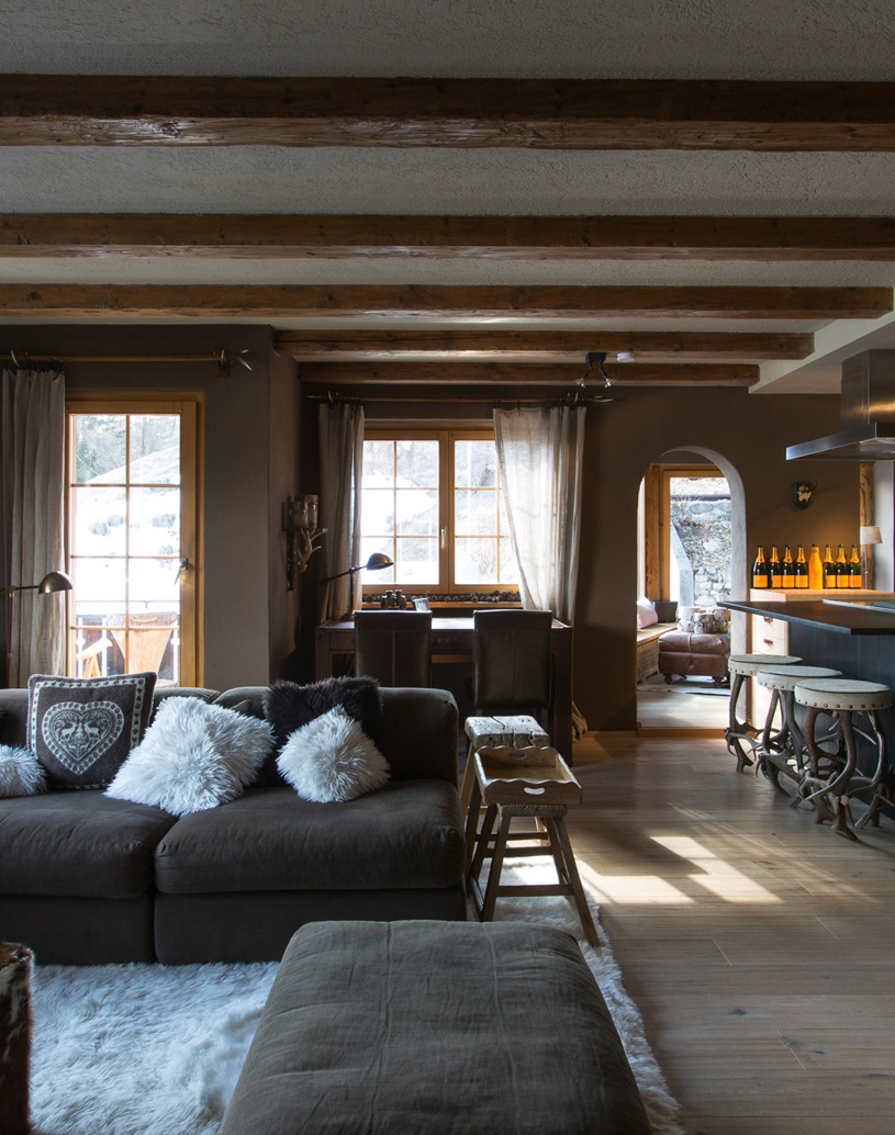 Living area in Chalet Bortji, Davos