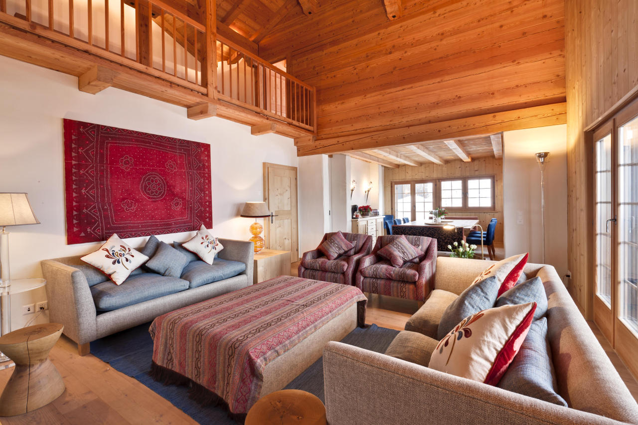 Living area in Chalet Chimera, Klosters
