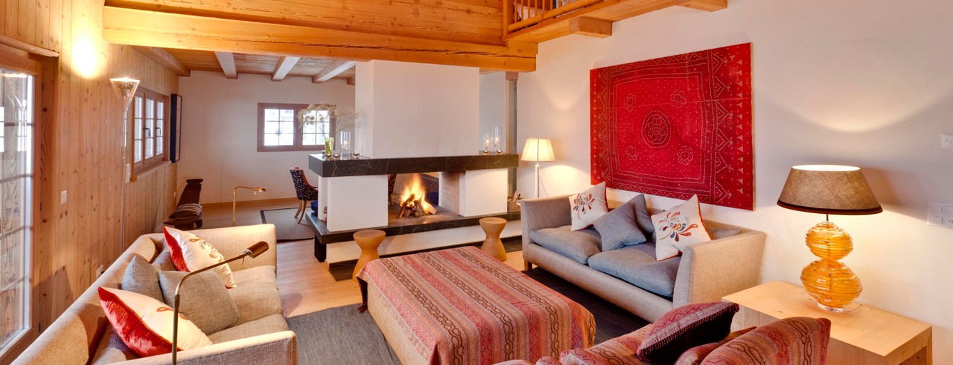 Living area in Chalet Chimera, Klosters