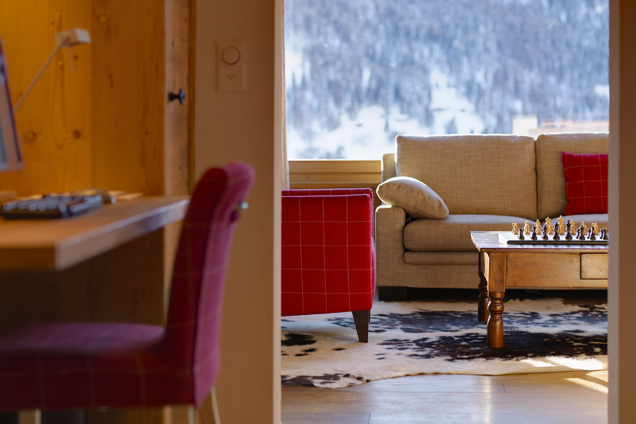 Living area in Chesa Falcun, Klosters
