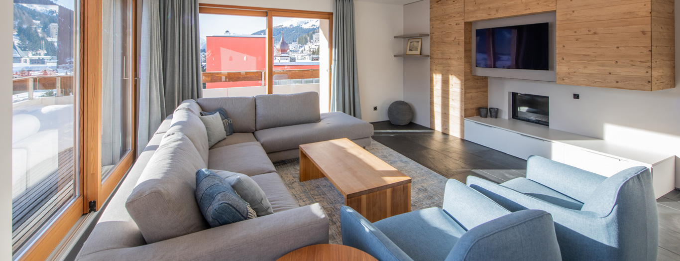 Living area in Penthouse Flora, Davos