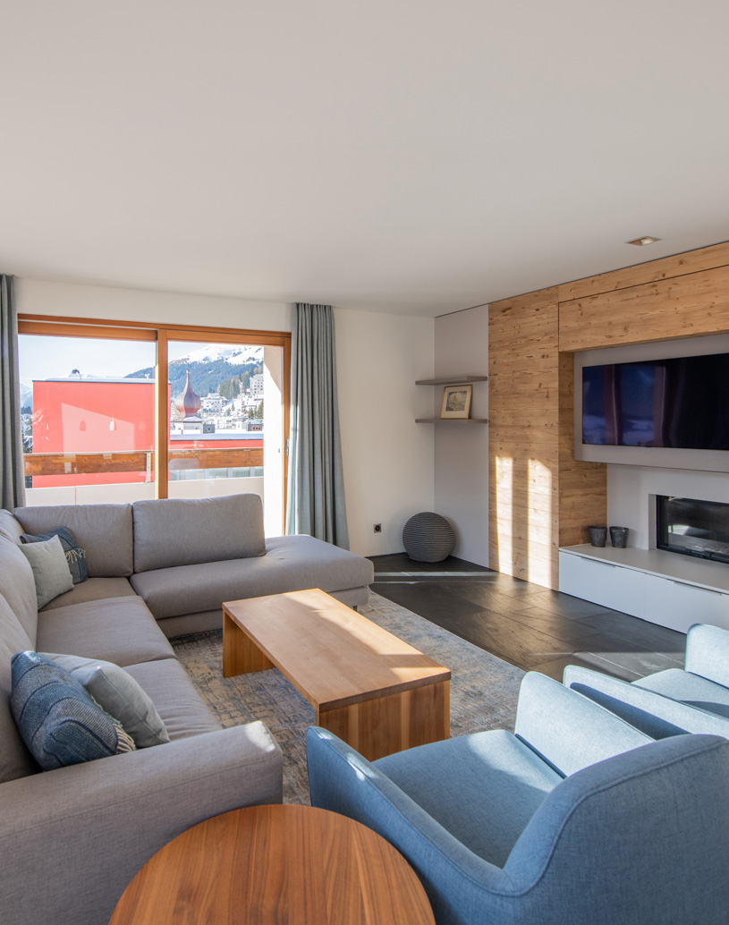 Living area in Penthouse Flora, Davos
