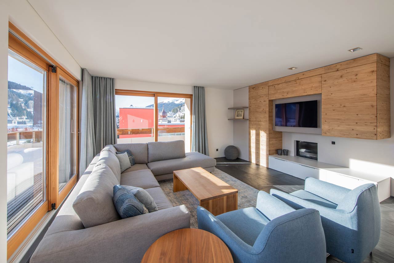 Living area in Penthouse Flora, Davos