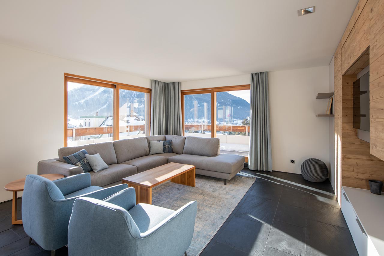 Living area in Penthouse Flora, Davos