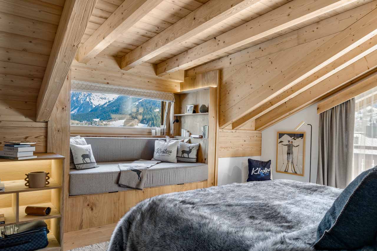 Bedroom in Penthouse Silvretta, Klosters