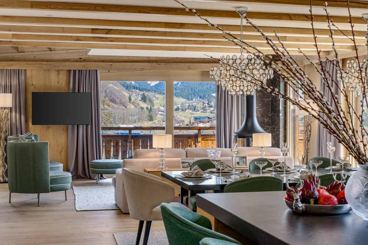 Living area in Penthouse Silvretta, Klosters
