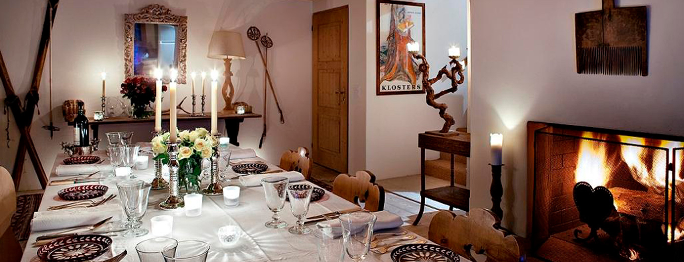 Dining table in Chalet Bear, Klosters