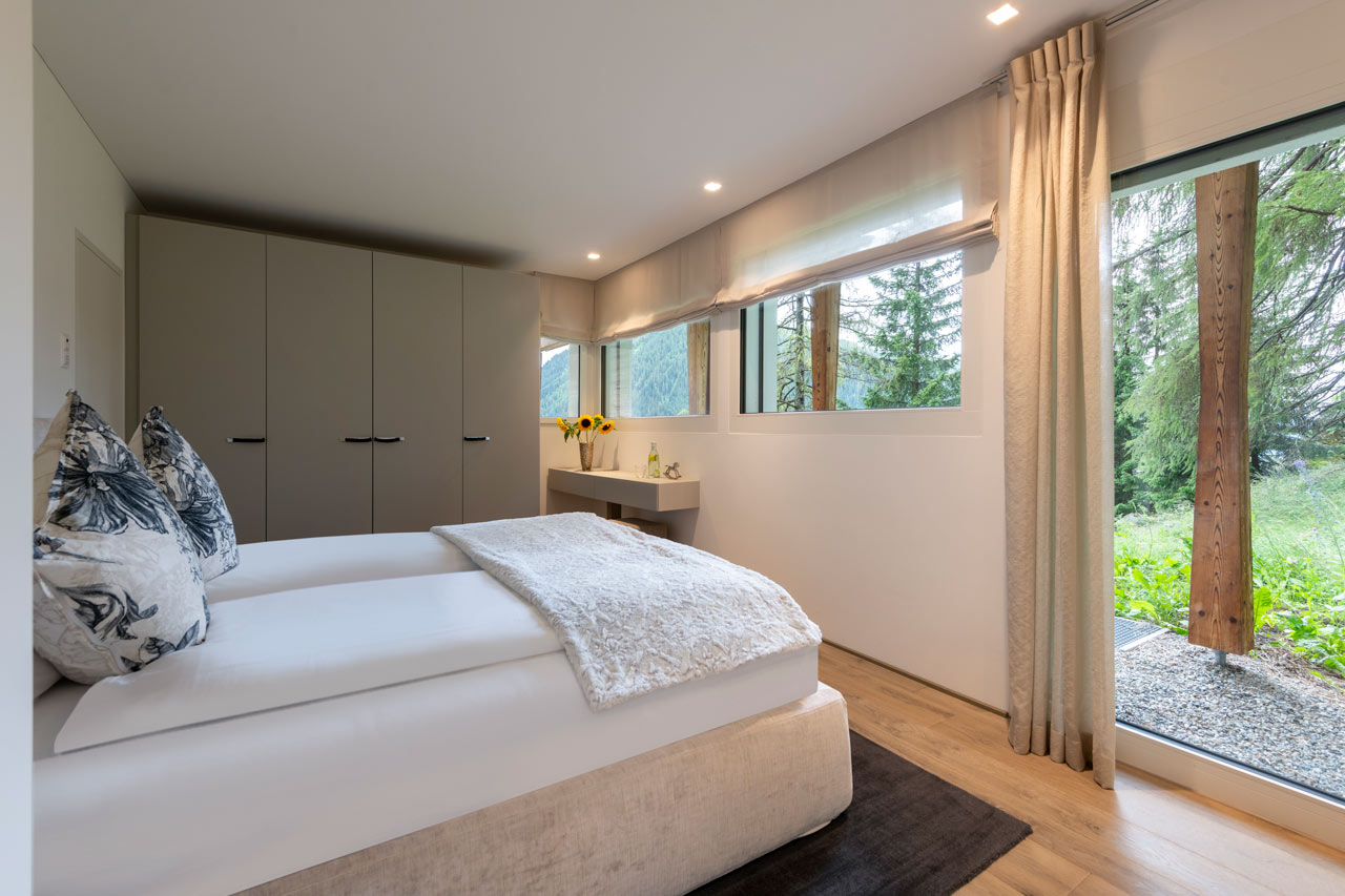 Access to outside from bedroom one at Chalet Seehorn in Davos